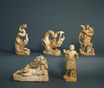 Jonah Swallowed, Jonah Cast Up, Jonah Under the Gourd Vine, Jonah Praying, 280-290 (mramor) od Roman Imperial Period