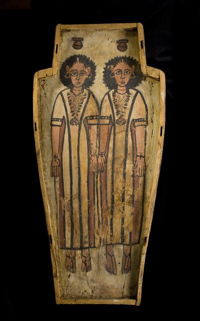 Základna antropoidní rakve, Horní Egypt, Théby, pozdní římská doba, cca 175-200 n. l. (omítnuté a natřené dřevo) od Roman Period Egyptian