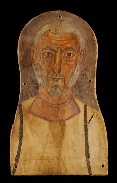 Starší muž po boku egyptských bohů, asi 250 n. l. (tempera na sykóře) od Roman Period Egyptian