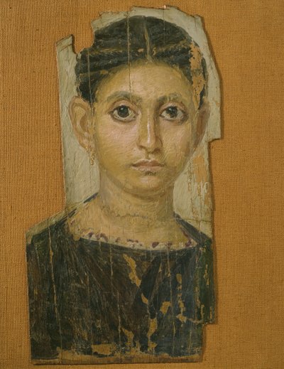 Portrét ženy mumie, z Fayumu, konec 3. století našeho letopočtu (enkaustický vosk na malovaném dřevě) od Roman Period Egyptian