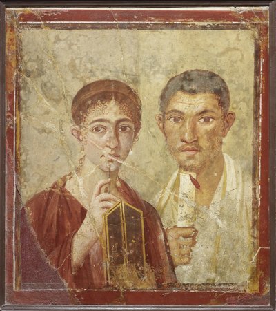 Portrét pekaře Terentia Nea a jeho manželky od Roman Pompeian wall painting