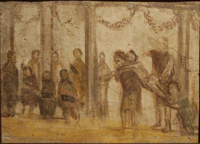 Trest žáka. Freska z domu Julia Felix, 1. století. od Roman Pompeian wall painting.