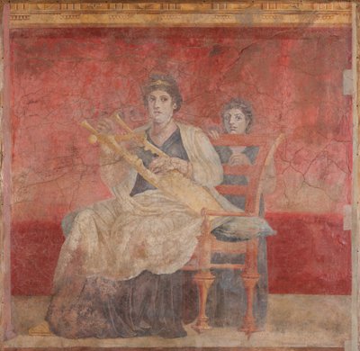 Sedící žena hrající na kitharu, cca 50–40 př. Kr. od Roman Republican Period