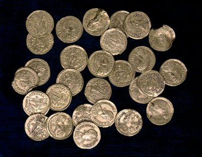 28 mincí z období západořímského císaře Flavia Honoria (384-423) a východořímského císaře Flavia Arcadia (377/378-408), 4. a 5. století (mince) od Roman Roman