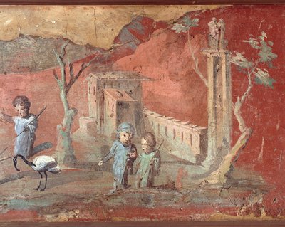Starověká římská freska s venkovskou scénou od Roman Roman