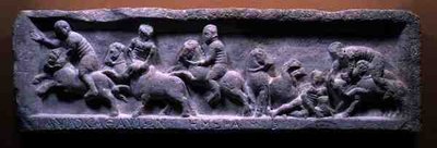 Basreliéf lovu býků, Řím, 3. století našeho letopočtu (mramor) od Roman Roman