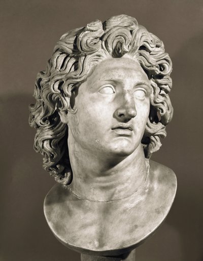 Busta Alexandra Velikého (356-323 př. n. l.), makedoinského krále a dobyvatele Persie. Římská kopie řeckého originálu, mramorová socha. Kapitolské muzeum, Řím od Roman Roman