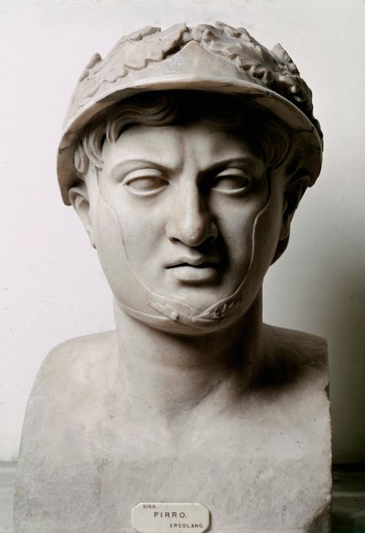Busta Pyrrhuse I (nebo Pyrrhos) krále Epire od 306 do 272 př.nl. Z Herculanea (Herculanum). Od originálu 290 př.nl. Neapol, Národní archeologické muzeum – Busta Pyrrha z Epiru (319-272 př. Kr.). Římská kopie podle originálu c.290 př.nl. Mramor z Ercolana ( od Roman Roman