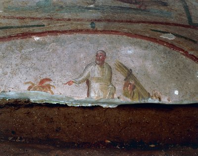 Dekorativní freska Katakomby Priscilly, Řím (Seznam světového dědictví UNESCO od Roman Roman