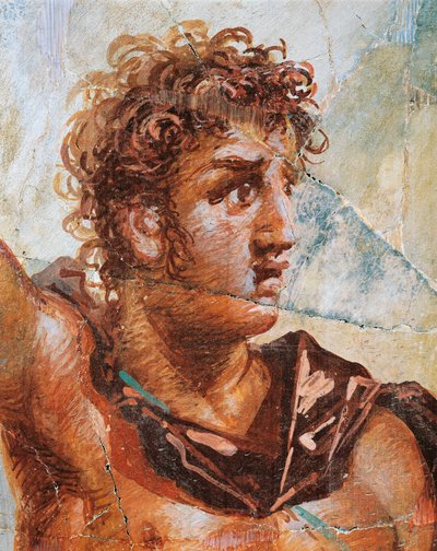 Detail fresky zobrazující Alexandra ze svatby Alexandra (Ares) a Stateiry (Aphrodite), Regio 6 Insula Occidentalis 39, Pompeje (Seznam světového dědictví UNESCO od Roman Roman
