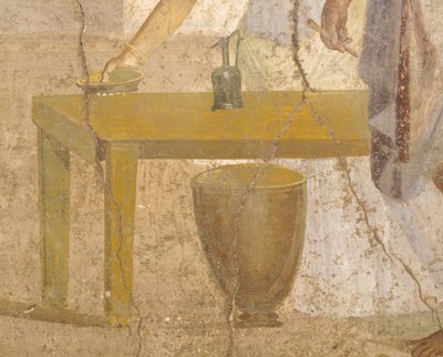 Detail fresky zobrazující obětní jídlo, Dům pozlacených Amorů, Pompeje, Kampánie, římská civilizace od Roman Roman