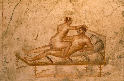 Eroottinen fresko House of Vettii -rakennuksesta Pompejista (UNESCOn maailmanperintöluettelo). od Roman Roman