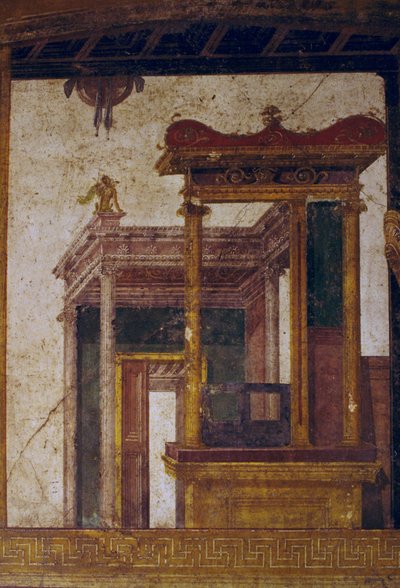 Fantastické architektury, freska z oecus v House of Vettii, Pompeje (Seznam světového dědictví UNESCO od Roman Roman