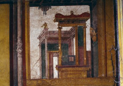 Fantastické architektury, freska z oecus v Domě Vettii, Pompeje (Seznam světového dědictví UNESCO od Roman Roman