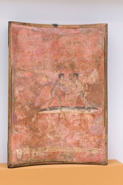 Bojová scéna sportovců na červeném pozadí od Roman Roman