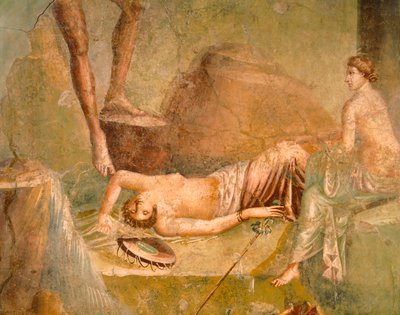 Fresko, joka kuvaa Maenadia nukkumassa, House of Citharist, Pompejista, Campaniasta, roomalaisesta sivilisaatiosta od Roman Roman