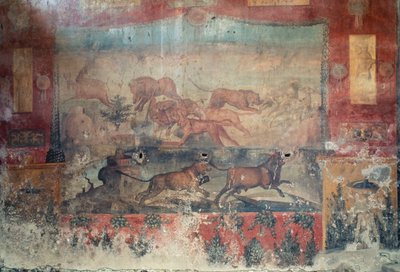 Fresko, joka kuvaa metsästyskohtausta, 2. vuosisadalla eKr. - 1. vuosisadalla jKr. (fresko) od Roman Roman