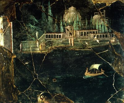 Freska zobrazující krajinu z Pompejí (Seznam světového dědictví UNESCO od Roman Roman