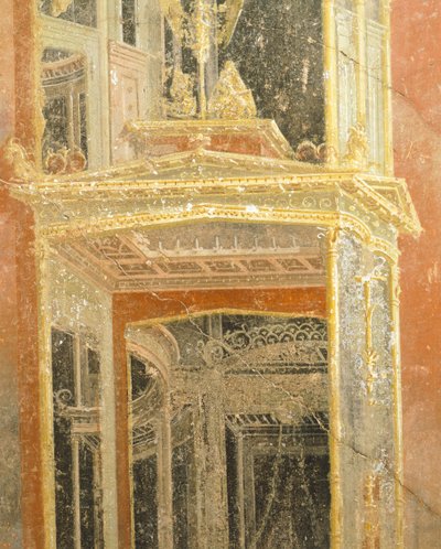 Freska zobrazující architektonickou výzdobu, dům Loreio Tiburtino, Pompeje, Kampánie, římská civilizace od Roman Roman