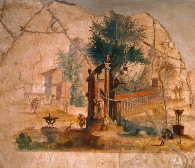 Freska zobrazující krajinu z vily Agrippa Postumus, Pompeje (Seznam světového dědictví UNESCO od Roman Roman