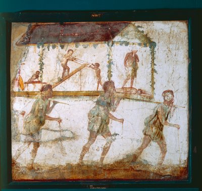 Puuseppien kulkue kuvaava fresko, puusepän työpaja Pompejissa od Roman Roman