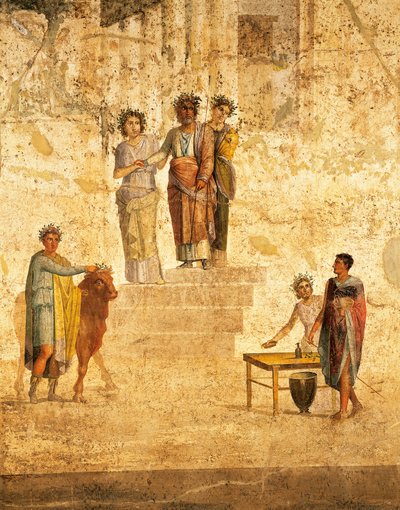 Freska zobrazující Jasona a Peliáše z Pompejí od Roman Roman