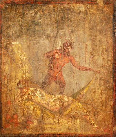 Freska s erotickým námětem zobrazujícím nymfu a pánev z Pompejí (Seznam světového dědictví UNESCO od Roman Roman