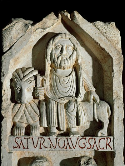 Pozdní římské umění: stéla věnovaná "" Saturn August "" (Saturn August) Řím Muzeum římské civilizace od Roman Roman