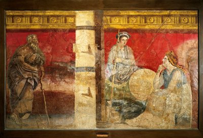 Macedoinská královská rodina a filozof. Freska 325x199 cm. Z Boscoreale nedaleko Neapole. Museo nazionale archeologico, Napoli (Archeologické muzeum v Neapoli) od Roman Roman