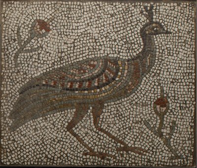 Mozaika s pávem a květinami, 3.-4. století (mozaika) od Roman Roman