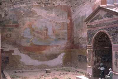 Pompeje, Casa de Diana a amfitritová fontána a nástěnná malba, Itálie (foto) od Roman Roman