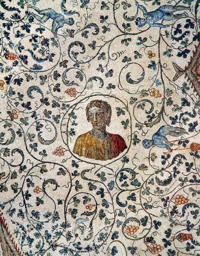 Portrét Konstancie, dcery císaře Konstantina Velikého, včetně putti při sklizni hroznů (mozaika) od Roman Roman