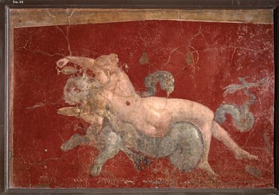 ŘÍMSKÉ UMĚNÍ: Nereida na mořském panterovi, kterému podává nápoj v nízkém poháru (freska) od Roman Roman
