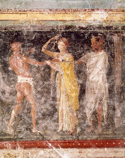 Římské umění: bojová scéna mezi mužem a ženou, z vlysu pokoje C, Villa Farnesina (Římské umění: bojová scéna mezi mužem a ženou, z vlysu pokoje C, Villa farnesina) Řím museo nazionale romano od Roman Roman