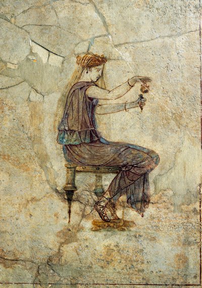 Římská civilizace, freska zobrazující dívku nalévající parfém z Pompejí od Roman Roman