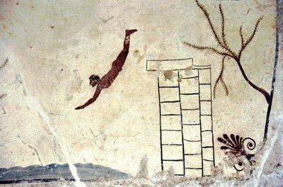 Římská nástěnná malba hrobky zvané potápěč (tuffatore). od Roman Roman