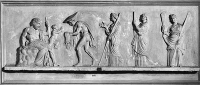 Zrození Dionýsa z pravého Diova stehna (mramor) (černobílá fotografie) od Roman Roman