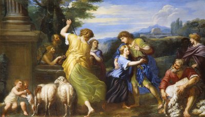 Jacob a Rachel u studny (olej na plátně) od Roman School