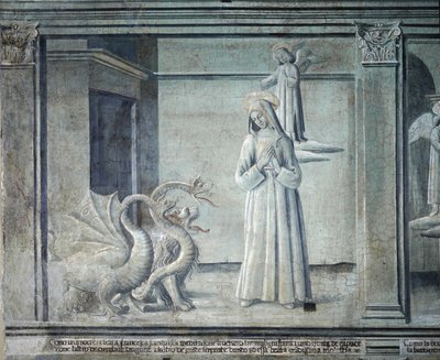 Život Saint Francoise Romaine, pronásledovaný démony v podobě monster, z římské školy od Roman School