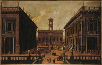 Pohled na náměstí Piazza del Campidoglio, Řím od Roman School