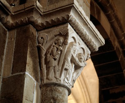 Ezau se vrací z lovu (vytesaný kapitál) od Romanesque
