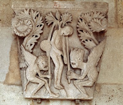 Pověšení Jidáše (vyřezávané hlavní město) od Romanesque