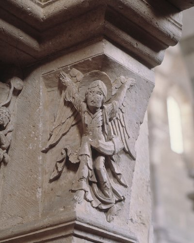 Jižní portál: anděl přináší dobrou zprávu (anděl s olifantem) (socha) od Romanesque
