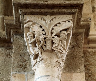 Smrt Kaina (vytesané hlavní město) od Romanesque