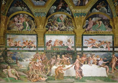 Komnata Amor a Psyché, Přípravy na banket bohů na svatbu Amora a Psyché od Romano Giulio
