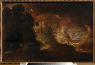 Sodoma a Gomora. Obraz Rombout van Troyen (kolem 1605-cca 1650), olej na plátně. holandské umění od Rombout van Troyen