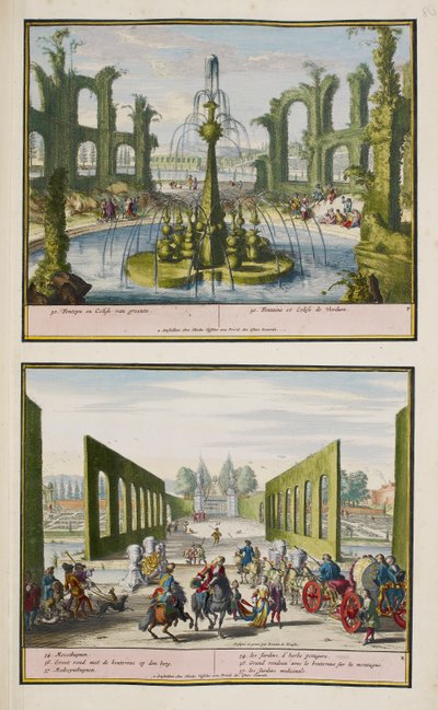 The Park at Enghien, c.1685, ilustrace ze „Sbírky 86 plánů a pohledů na Haag“ od Romeyn de (after) Hooghe