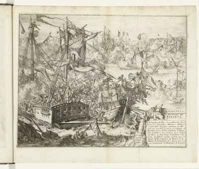Bitva u Lepanta, 1571 Victoire de Lepanto (název na objektu) Guerres de Flandres (název série) od Romeyn de Hooghe (attributed to)