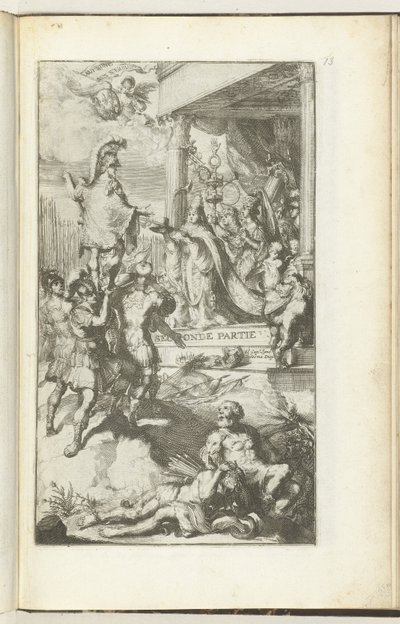 Titulní tisk pro druhý díl Guerres de Flandres Druhá strana (název na objektu) Guerres de Flandres (název série) od Romeyn de Hooghe (attributed to)