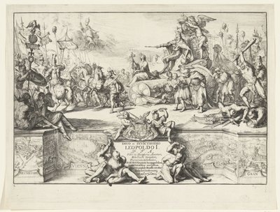 Alegorie vítězství Leopolda I Divo et invictissimo Leopoldo I (titul na objektu) Vstup Leopolda I. do Bruselu po porážce Turků, 1686 (název seriálu) od Romeyn de Hooghe
